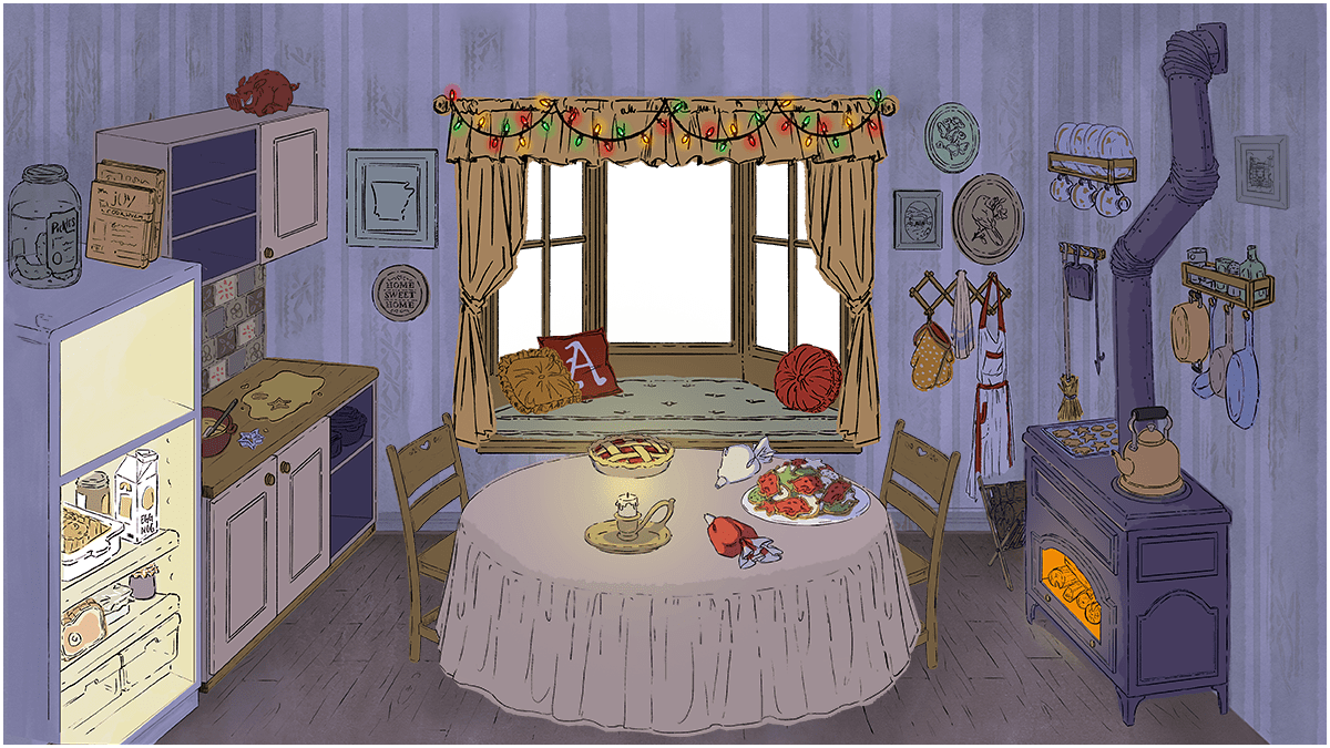 A festive kitchen scene