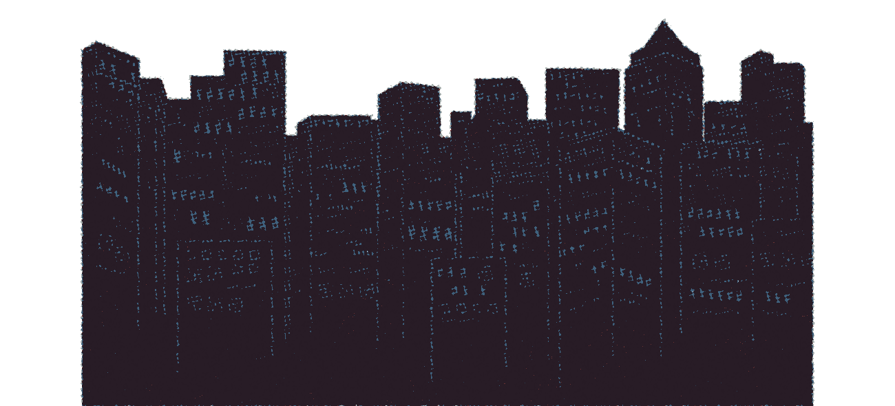 City buildings in the distance.